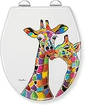Croydex Steven Brown Francie & Josie Flexi-Fix Soft Close Toilet Seat - with Quick Release with Adjustable Hinges, Durable Polypropylene Plastic with Top and Bottom Fixings (Giraffes)