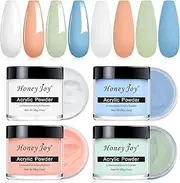 Acrylic Powder Set,4 Colors Clear,French White,Nude Pink,Pink Professional Polymer Colored Acrylic Nail Powder for Nail Extension 3D Carving (HJ-NAP024-54-32-33-75-28g)