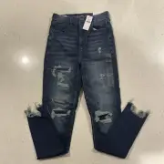 American Eagle Jeans Women's 2 Blue Curvy Hi Rise Jegging Next Level Stretch