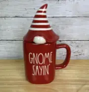 Rae Dunn “GNOME SAYIN” LL Mug W/ Hat Topper Winter Christmas 2021 New