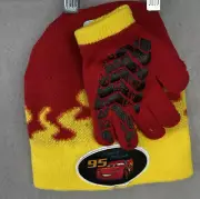Disney Pixar Cars Boys Lightning McQueen Gloves And Beanie Set One Size NEW