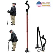 Posture Correction Walking Stick Cane - Self Standing Adjustable Height Foldable