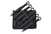 Throwing Knives w/ Cord Wrapped Handles - 6pcs Black