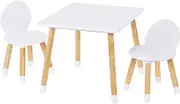 UTEX Kids Table with 2 Chairs Set, 3-Piece Wooden Toddler Table and Chair Set for Boys & Girls, White