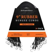 Rubber Bungee Cords with Hooks 30 Pack 9 Inch Heavy Duty Black Tie Down Strap...