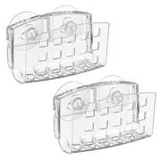 2x iDesign Classic Dual Suction Soap Cradle 10cm Organiser Holder Storage Clear
