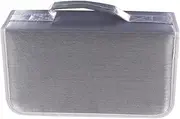 SWOOMEY 128Pieces Large Capacity CD Storage Pouch Stylish Handheld DVD Bag Grey Smooth Zipper Material for Organizing Music Disks and Media Supplies