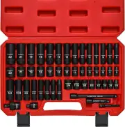 3/8" Drive Impact Socket Set, 49 Piece Standard SAE and Metric Sizes (5/16-Inch