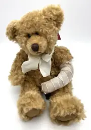 NWT Russ Berrie “Bernie” the Curly Teddy Bear w/ Cast & Bow Plush