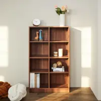 在飛比找momo購物網優惠-【EASY HOME】浮雕紋8格開放式書櫃採E1板材-胡桃木