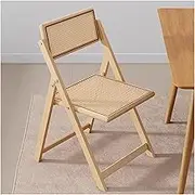 Wood Folding Chairs Stools Mid Century Modern Accent Rattan Dining Chairs for Kitchen Dining Room Living Room Patio Armless Wooden Foldable Chair(Style-2)