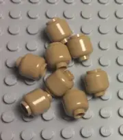 Lego 8 Pieces Mini Figures Dark Tan Plain Head Parts