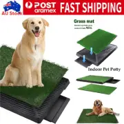 2 Grass Mat Set Indoor Dog Pet Potty Training Portable Toilet Large Loo Pad Tray