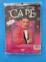 NWOT Vintage Vampire Red Vinyl 45" Cape w/ 5" Stand Up Collar Halloween One Size
