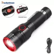 Powerful 50000LM LED Flashlight USB Rechargeable Zoom 3 Modes Torch Light