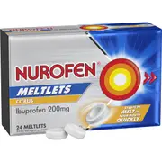 Nurofen Meltlets Ibuprofen 200Mg For Pain Relief Citrus 24 pack