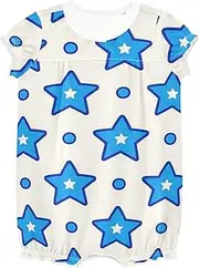 [miaozhen] New-Born Romper For Baby Girl Ruffle Sleeve Girl 1-Piecing Jumpsuit Cotton Unisex Infant Bodysuit 12M Blue Stars Dot Blue Light ropa espa?ola para, Blue Stars Dot Blue Light