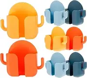 BEBEMOKO 8Pcs Cartoon Crab Wall Mount Phone Holder Adhesive Charging Stand for Remote Controllers Mobile Devices Durable Space Saving Design