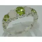 High Quality Solid Sterling Silver Natural Peridot & Opal English Ring