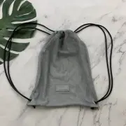 Athleta Mesh Drawstring Back Pack Gym Bag New Gray Lightweight Tote Sheer