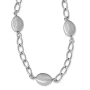Sterling Silver Rhodium Brushed & Polished W/2 In Ext. Necklace