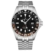 Revue Thommen Men's 'Diver' GMT Black Dial Black & Brown Bezel Watch 17572.2239