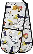 Lovely Terrier Dogs Double Oven Mitt Heat Resistant Non-Slip Kitchen Gloves Extra Long 7" x 35" for Cooking Baking Barbecue Grilling