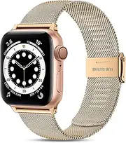 [Witzon] Compatible with Apple Watch Series 7 45mm 41mm Band Men Women, Replacement Stainless Steel Strap Metal Bands for iWatch SE Series 6 5 4 3 2 1 Apple Watch 38mm 40mm 42mm 45mm, Royal Gold