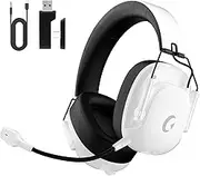 Gvyugke Gaming Headset Wireless, Type-C/A/Bluetooth 5.3, PS5 Headset for PC, PS5, Switch, Mac, Wireless Gaming Headset with Microphone, White