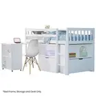 KINGSTON SLUMBER Wooden Kids Single Loft Bed Frame with Pull Out Desk Storage Dr