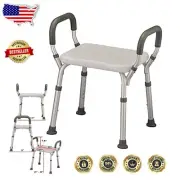 Sturdy Non-Slip Bath Stool with Arms - Ideal Shower Seat for Seniors & Disabled