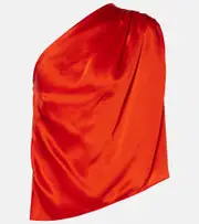 [The Sei] The Sei Asymmetric one-shoulder silk satin top AU 10 red