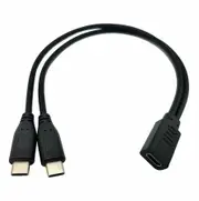 USB C Splitter Charge Cable,1 Feet USB Type C Female to 2 Dual USB Type C Male Y Splitter Extension Charging Cable, Only for Charging