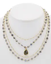 Rachel Reinhardt 14K over Silver Chalcedony & Labradorite Layered Necklace