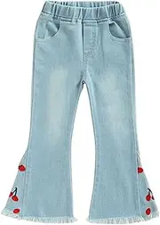 [Dinglong] Girl's Flared Pants,Girls Bell Bottom Pants Fall Outfits Baby Girl High Waisted Bell Bottoms Soft Stretchy