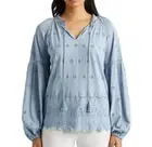 Lauren Ralph Lauren Embroidered Top Light Blue