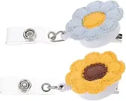 DOITOOL Retractable Badge Holder Sunflower Design Lovely Name Tag Clip for Nurses Security and Outdoor Workers Portable Id Tag Buckles Eye Catching and Compact