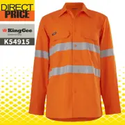 KingGee Workcool Vented Shirt Taped Long Sleeve lightweight Hi Vis Orange K54915