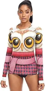 [RPLIFE] Vintage Owl with Scarf White Womens Uv Swim Shirt Fishing Sun Protection Shirt, UPF Summer Clothing Women