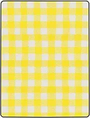 Beach Blanket, Picnic Mat,Thicking Outdoor Camping Blanket, W aterproof Yellow Grids Printing Foldable Thicken Camping Blanket for Outdoor Use
