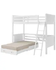 Alaterre Furniture Arlington Solid Wood Twin Loft Bed For Kids with Underneath Desk, Fold-Out Futon, & Climb-Up Ladder