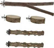 Toddmomy Birds Cage Perch Rods 5 Pack Parrot Toy Stand Made of Wood Easy Install for Parrot Play