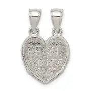 Sterling Silver Polished Mini Best Friends Break Away Heart Pendant