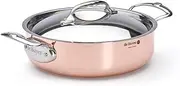 Prima Matera Round Copper Stainless Steel Saute-Pan 9.5-Inch with lid