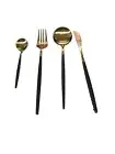 Silverware Black/Gold Set-24-Piece Stainless Steel Cutlery Set Tableware