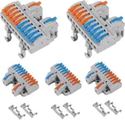5PCS DIN Rail Terminal Blocks Kit, 2 in 10 Out Universal Compact Lever Wire Conn