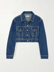 [RE/DONE] RE/DONE - Cropped Topstitched Denim Jacket - Dark denim - small small Blue