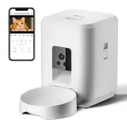 Automatic Cat Feeder 2L with WiFi, Food Dispenser with App Remote Control Timed Feeding of Dry Food Programmable Feeding Times,White