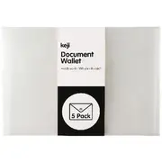 Keji Document Wallet A4 Button Closure Clear 5 Pack