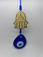 Trendy Cristal Evil Eye Protection Hamsa Hand Decor Glass Pendant